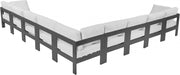 Meridian Furniture - Nizuc 150" Water Resistant Fabric Upholstered Outdoor Patio 9 Piece Modular Sectional - 376White-Sec9B - GreatFurnitureDeal