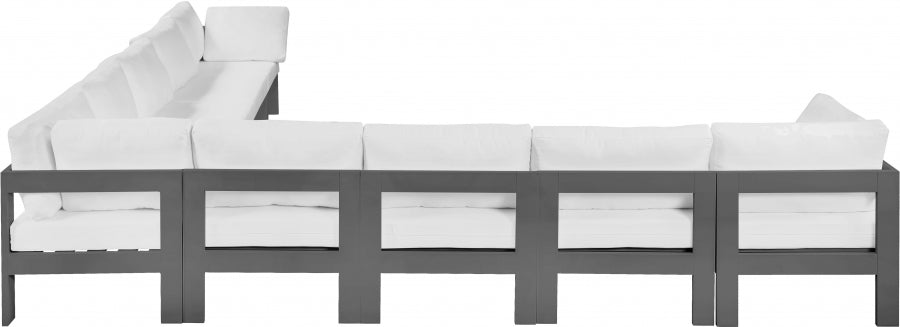 Meridian Furniture - Nizuc 150" Water Resistant Fabric Upholstered Outdoor Patio 9 Piece Modular Sectional - 376White-Sec9B - GreatFurnitureDeal