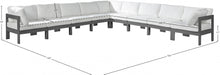 Meridian Furniture - Nizuc 150" Water Resistant Fabric Upholstered Outdoor Patio 9 Piece Modular Sectional - 376White-Sec9B - GreatFurnitureDeal