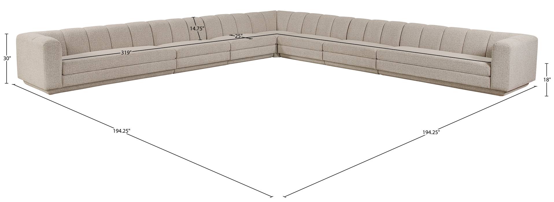 Meridian Furniture - Modari Beige Fabric Upholstered 7pc. Sectional - 143Beige-Sec7A - GreatFurnitureDeal