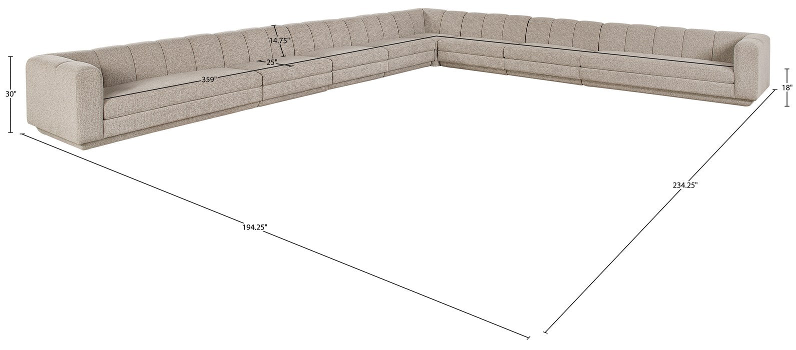 Meridian Furniture - Modari Beige Fabric Upholstered 8pc. Sectional - 143Beige-Sec8A - GreatFurnitureDeal
