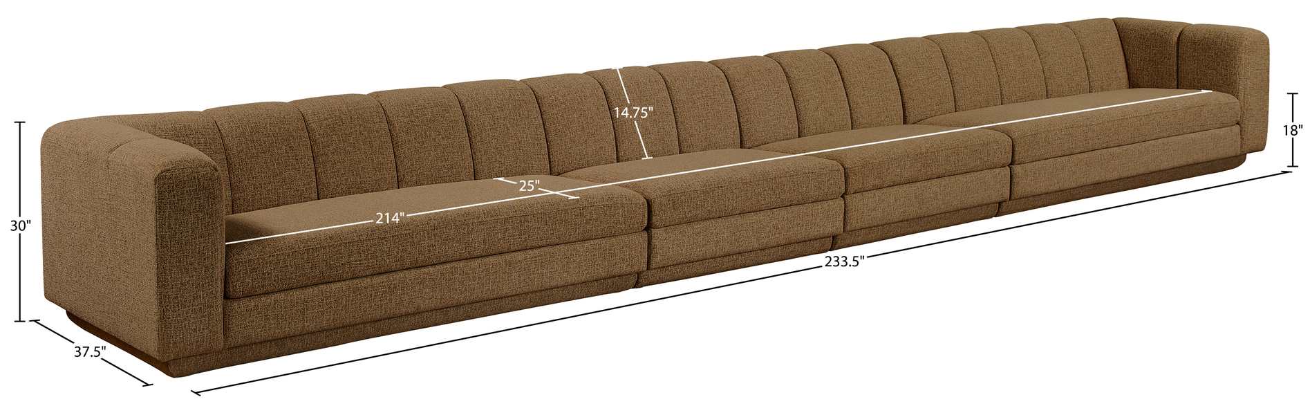 Meridian Furniture - Modari Brown Fabric Upholstered 4pc. Sofa - 143Brown-S4A - GreatFurnitureDeal