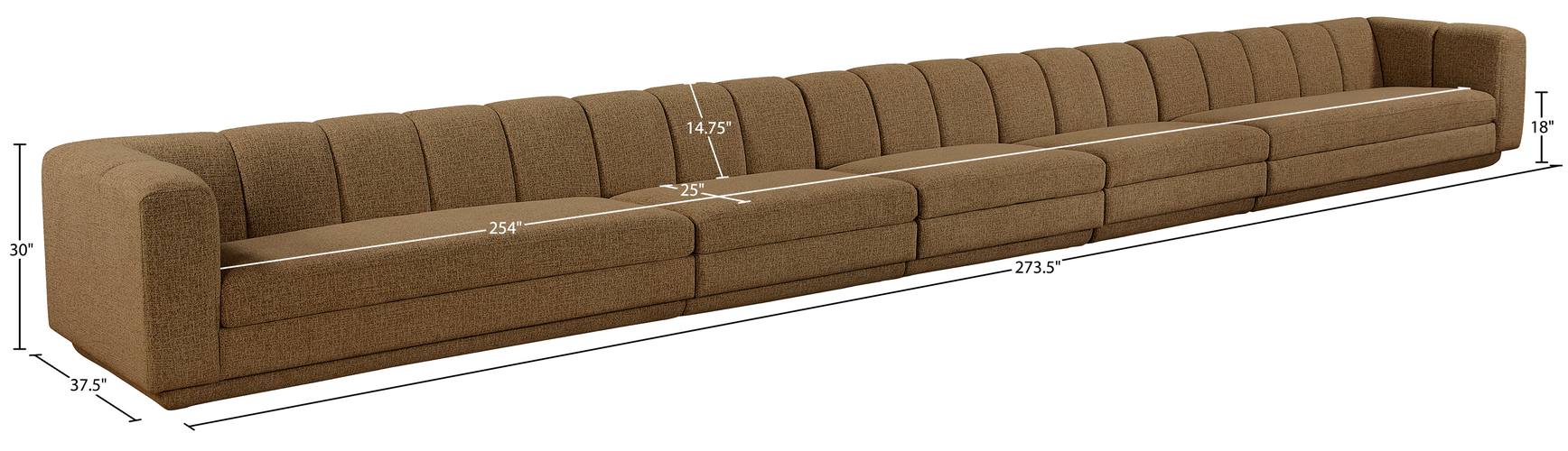 Meridian Furniture - Modari Brown Fabric Upholstered 5pc. Sofa - 143Brown-S5A - GreatFurnitureDeal