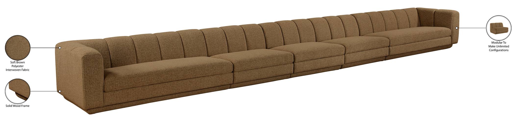 Meridian Furniture - Modari Brown Fabric Upholstered 5pc. Sofa - 143Brown-S5A - GreatFurnitureDeal
