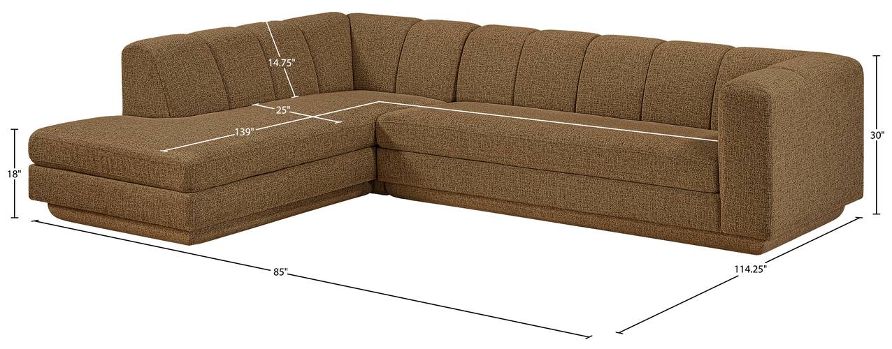 Meridian Furniture - Modari Brown Fabric Upholstered 2pc. Sectional - 143Brown-Sec2A - GreatFurnitureDeal