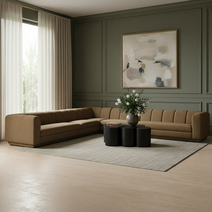 Meridian Furniture - Modari Brown Fabric Upholstered 5pc. Sectional - 143Brown-Sec5A - GreatFurnitureDeal