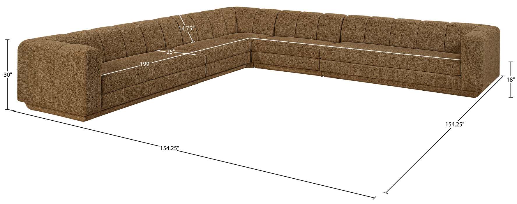 Meridian Furniture - Modari Brown Fabric Upholstered 5pc. Sectional - 143Brown-Sec5A - GreatFurnitureDeal