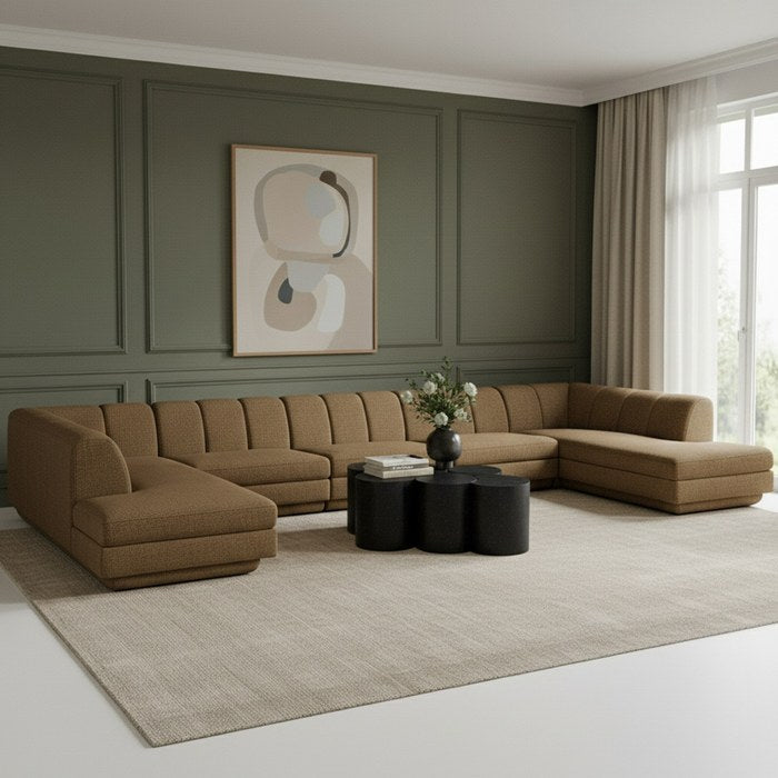 Meridian Furniture - Modari Brown Fabric Upholstered 5pc. Sectional - 143Brown-Sec5B - GreatFurnitureDeal