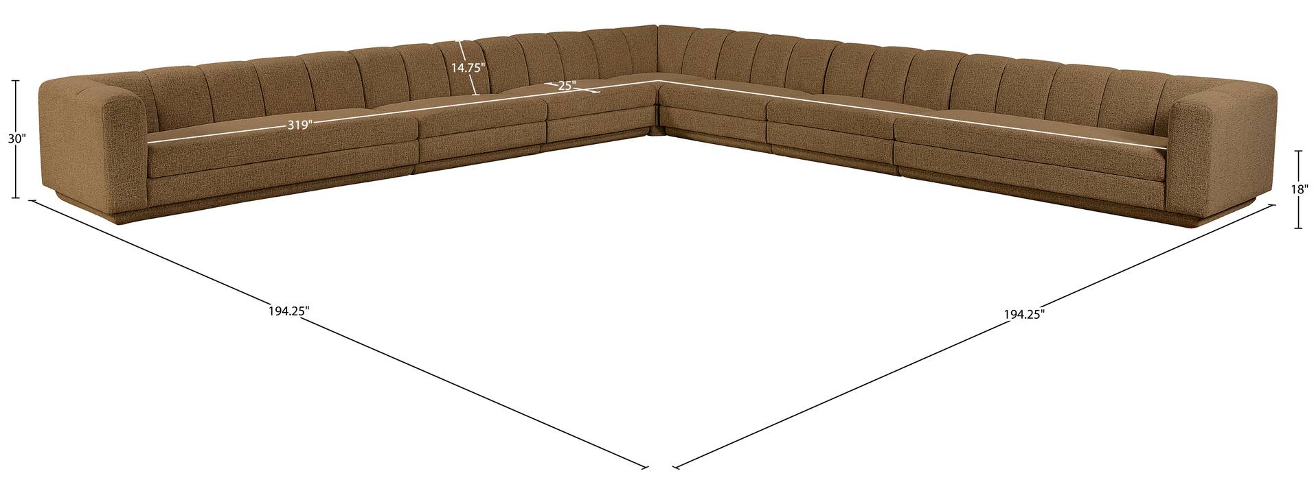 Meridian Furniture - Modari Brown Fabric Upholstered 7pc. Sectional - 143Brown-Sec7A - GreatFurnitureDeal
