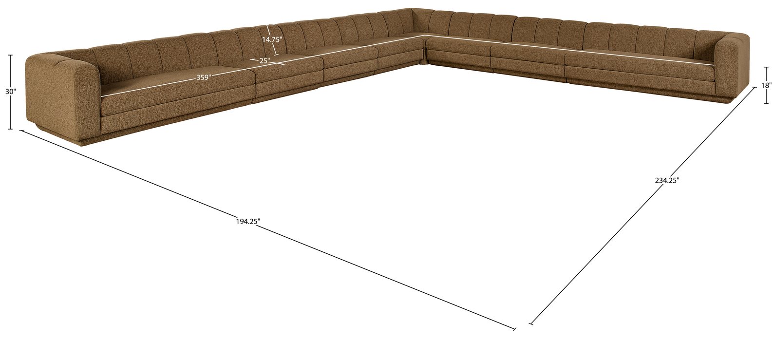 Meridian Furniture - Modari Brown Fabric Upholstered 8pc. Sectional - 143Brown-Sec8A - GreatFurnitureDeal