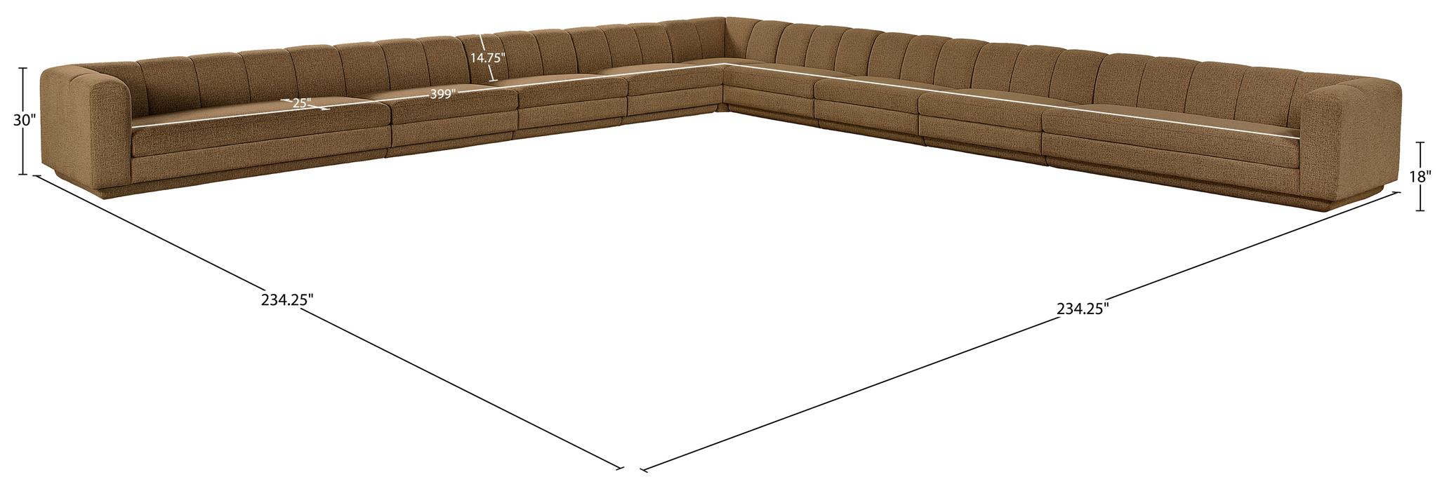 Meridian Furniture - Modari Brown Fabric Upholstered 9pc. Sectional - 143Brown-Sec9A - GreatFurnitureDeal