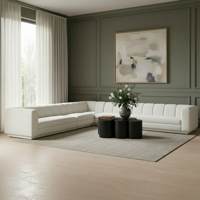 Meridian Furniture - Modari Cream Fabric Upholstered 5pc. Sectional - 143Cream-Sec5A - GreatFurnitureDeal