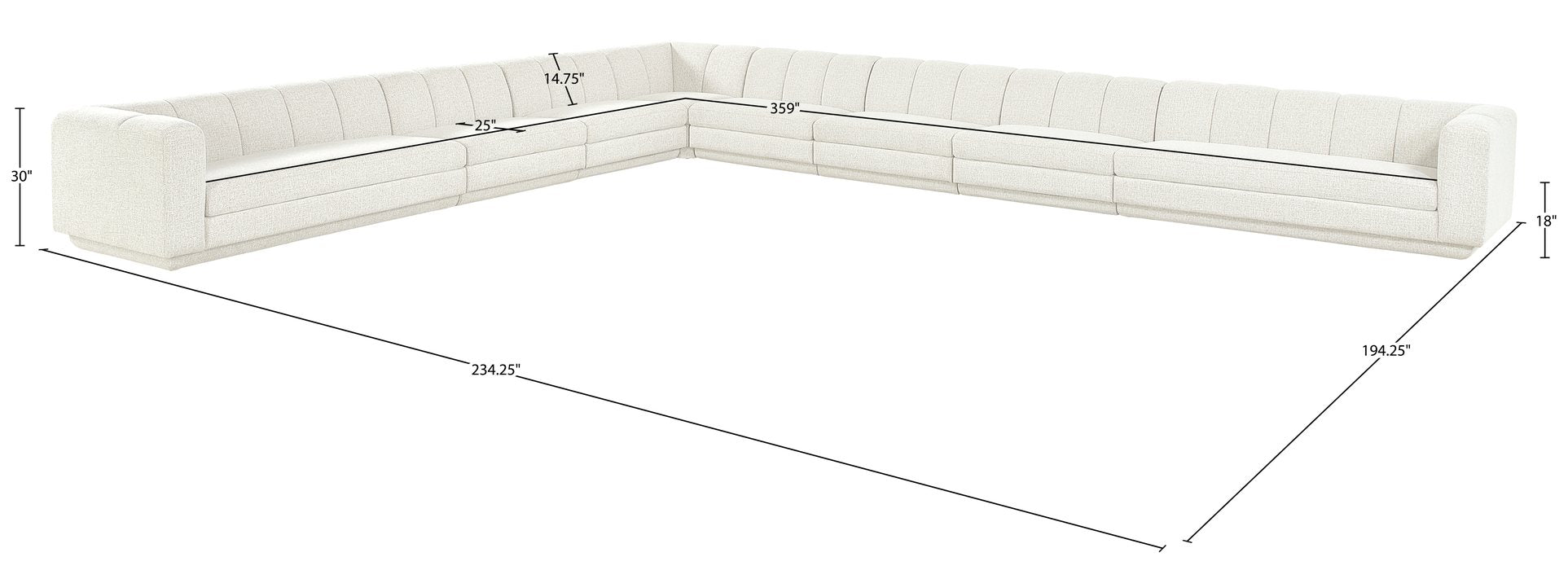 Meridian Furniture - Modari Cream Fabric Upholstered 8pc. Sectional - 143Cream-Sec8A - GreatFurnitureDeal