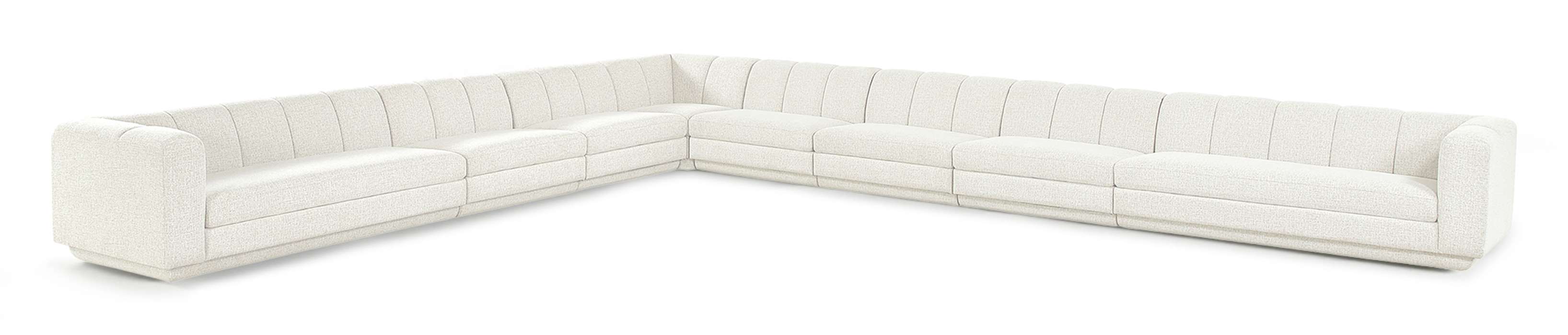 Meridian Furniture - Modari Cream Fabric Upholstered 8pc. Sectional - 143Cream-Sec8A - GreatFurnitureDeal