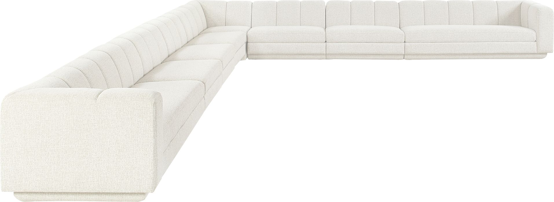 Meridian Furniture - Modari Cream Fabric Upholstered 8pc. Sectional - 143Cream-Sec8A - GreatFurnitureDeal