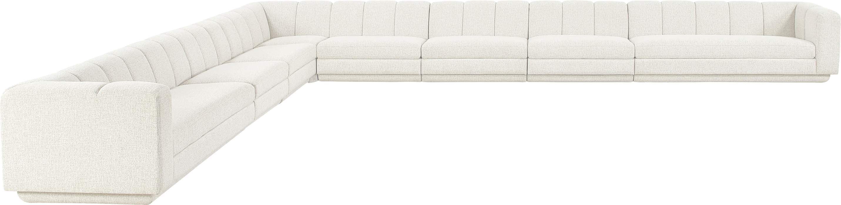 Meridian Furniture - Modari Cream Fabric Upholstered 8pc. Sectional - 143Cream-Sec8A - GreatFurnitureDeal