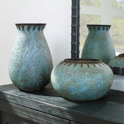 Uttermost - Bisbee Turquoise Vases, S/2 - 17111 - GreatFurnitureDeal