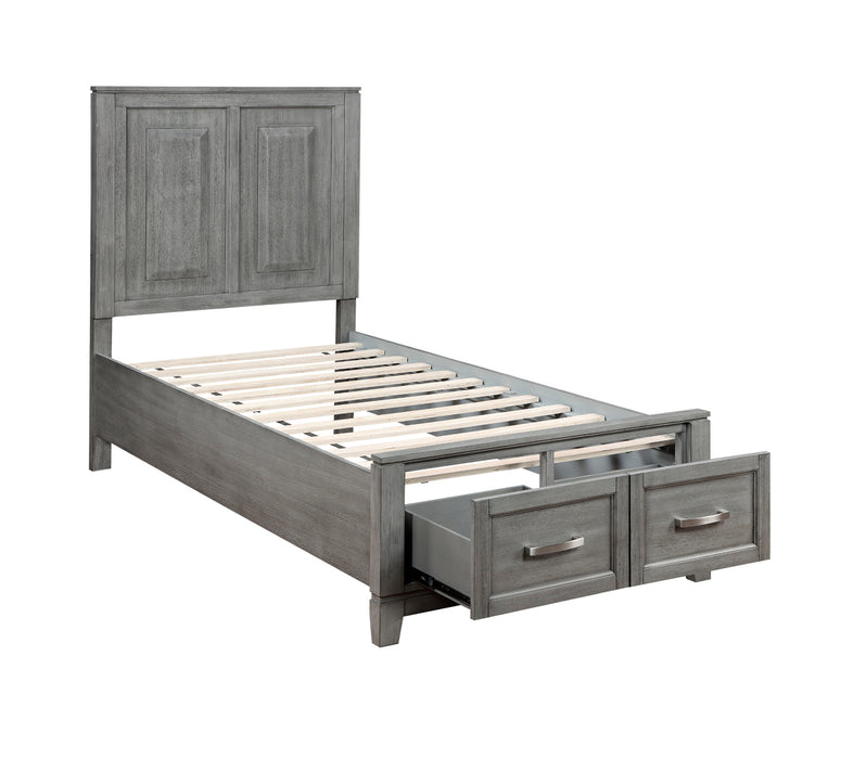 Homelegance - Garretson Twin Platform Bed with Footboard Storage in Gray - 1450T-1* - GreatFurnitureDeal