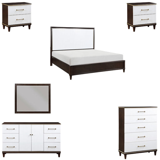 Homelegance - Niles 6 Piece Queen Bedroom Set in White and Cherry - 1451-1-6SET - GreatFurnitureDeal