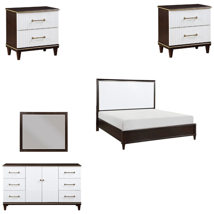 Homelegance - Niles 5 Piece Queen Bedroom Set in White and Cherry - 1451-1-5SET - GreatFurnitureDeal