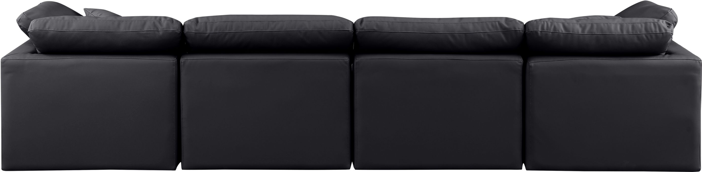Meridian Furniture - Indulge 140" Black Vegan Leather Upholstered 4pc. Sofa - 146Black-S140 - GreatFurnitureDeal