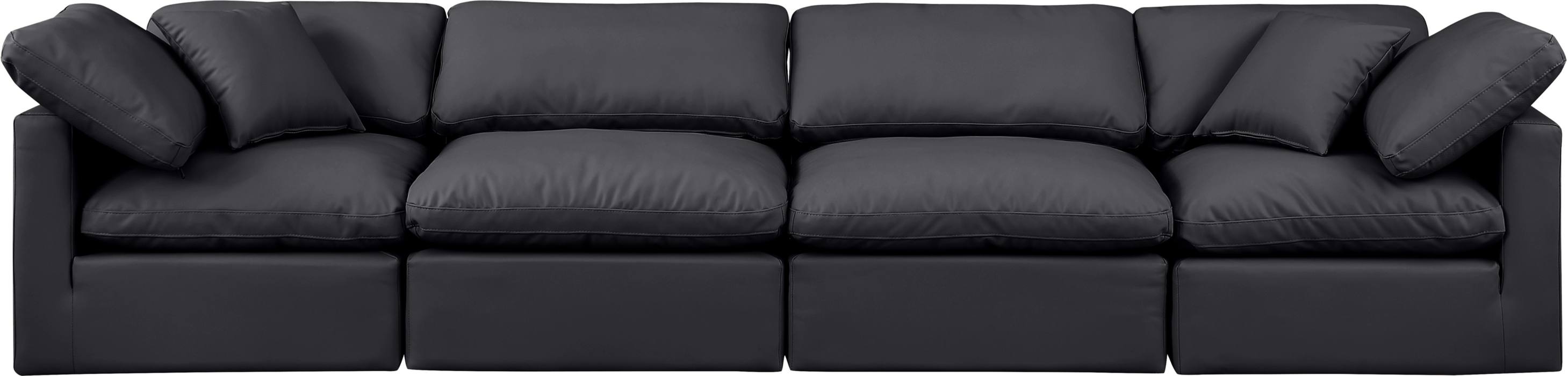 Meridian Furniture - Indulge 140" Black Vegan Leather Upholstered 4pc. Sofa - 146Black-S140 - GreatFurnitureDeal