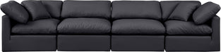 Meridian Furniture - Indulge 140" Black Vegan Leather Upholstered 4pc. Sofa - 146Black-S140 - GreatFurnitureDeal