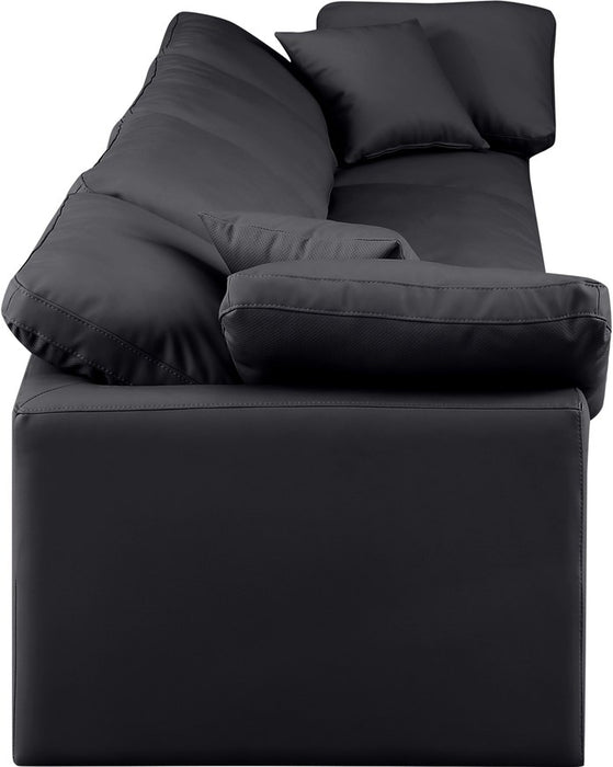 Meridian Furniture - Indulge 140" Black Vegan Leather Upholstered 4pc. Sofa - 146Black-S140 - GreatFurnitureDeal