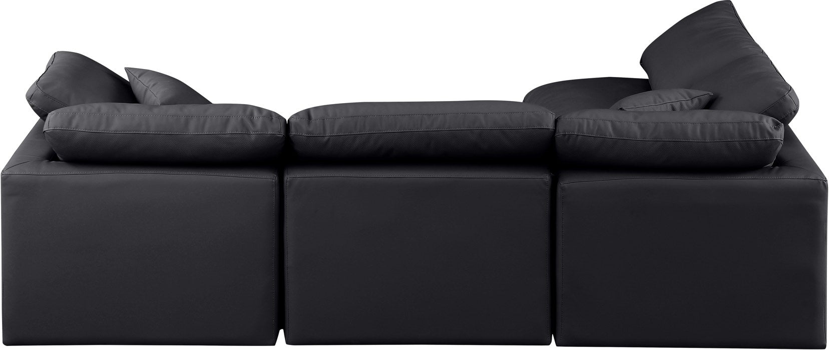 Meridian Furniture - Indulge 105" Black Vegan Leather Upholstered 4pc. Sectional - 146Black-Sec4B - GreatFurnitureDeal