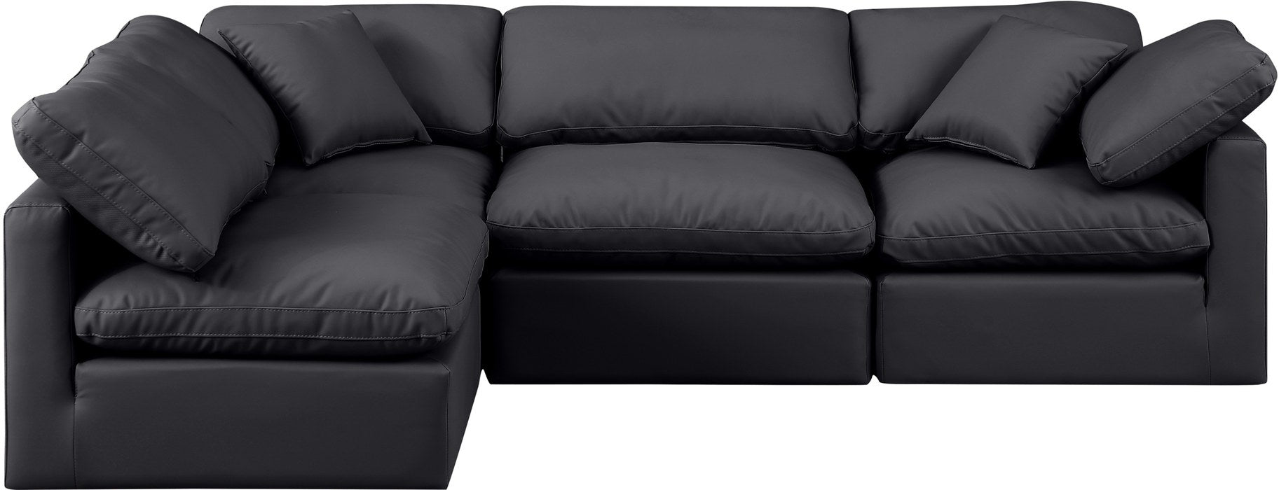 Meridian Furniture - Indulge 105" Black Vegan Leather Upholstered 4pc. Sectional - 146Black-Sec4B - GreatFurnitureDeal