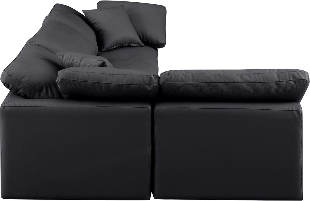 Meridian Furniture - Indulge 105" Black Vegan Leather Upholstered 4pc. Sectional - 146Black-Sec4B - GreatFurnitureDeal