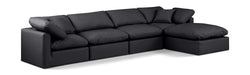 Meridian Furniture - Indulge 140" Black Vegan Leather Upholstered 5pc. Sectional - 146Black-Sec5A - GreatFurnitureDeal