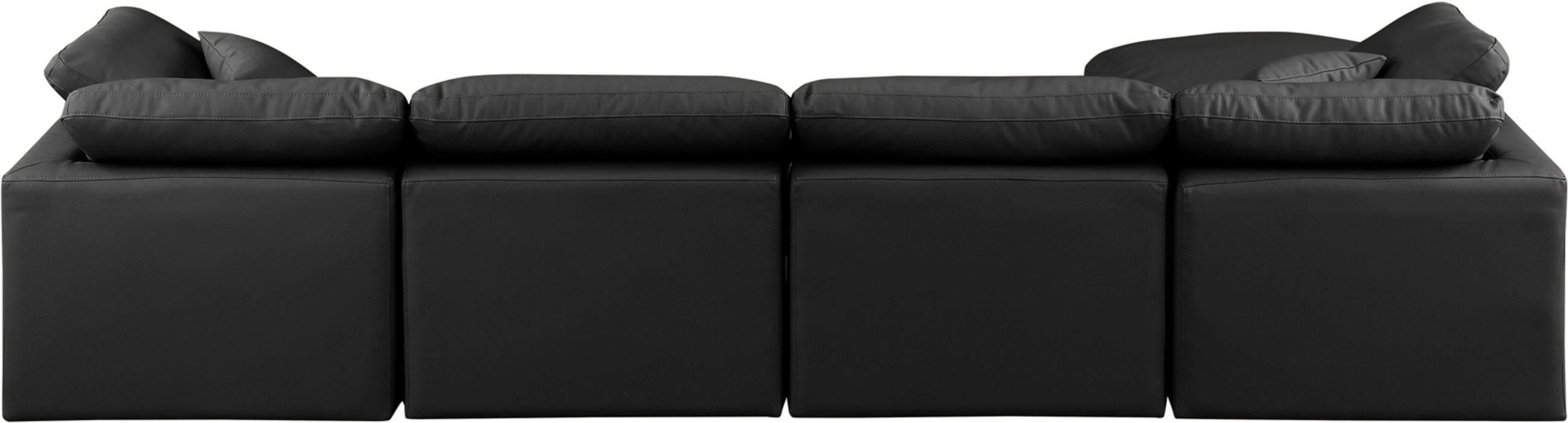 Meridian Furniture - Indulge 140" Black Vegan Leather Upholstered 5pc. Sectional - 146Black-Sec5A - GreatFurnitureDeal