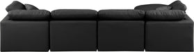 Meridian Furniture - Indulge 140" Black Vegan Leather Upholstered 5pc. Sectional - 146Black-Sec5A - GreatFurnitureDeal