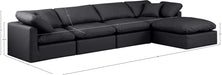 Meridian Furniture - Indulge 140" Black Vegan Leather Upholstered 5pc. Sectional - 146Black-Sec5A - GreatFurnitureDeal