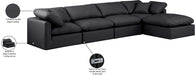 Meridian Furniture - Indulge 140" Black Vegan Leather Upholstered 5pc. Sectional - 146Black-Sec5A - GreatFurnitureDeal