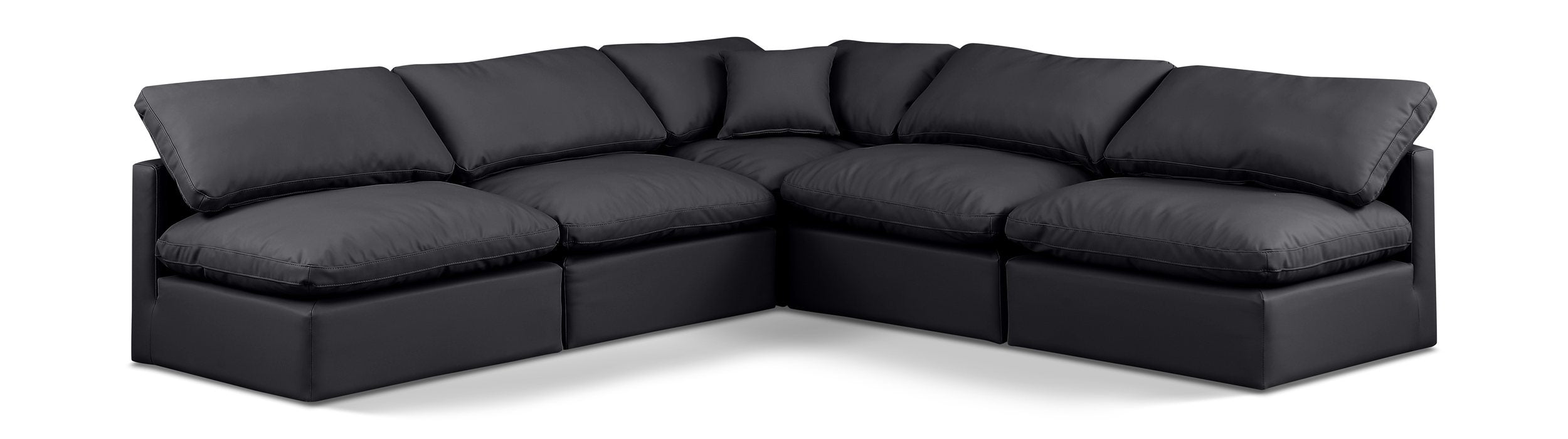 Meridian Furniture - Indulge 105" Black Vegan Leather Upholstered 5pc. Sectional - 146Black-Sec5B - GreatFurnitureDeal