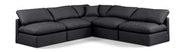 Meridian Furniture - Indulge 105" Black Vegan Leather Upholstered 5pc. Sectional - 146Black-Sec5B - GreatFurnitureDeal
