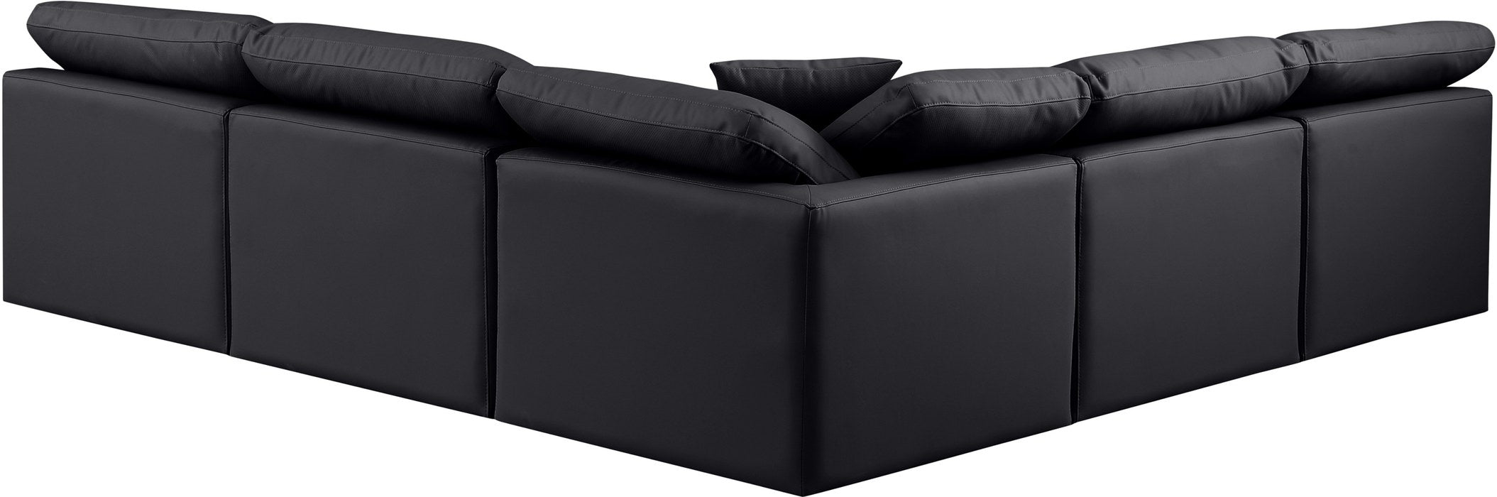 Meridian Furniture - Indulge 105" Black Vegan Leather Upholstered 5pc. Sectional - 146Black-Sec5B - GreatFurnitureDeal