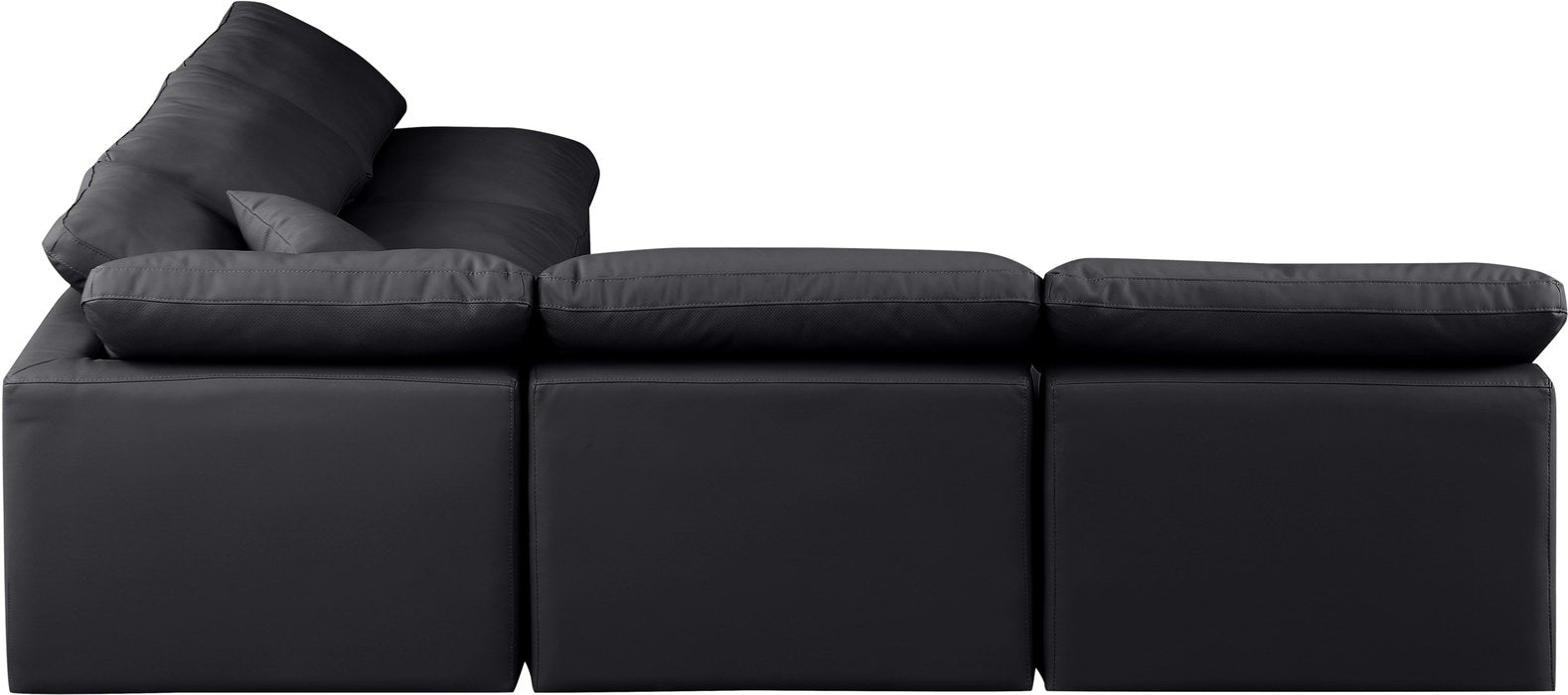 Meridian Furniture - Indulge 105" Black Vegan Leather Upholstered 5pc. Sectional - 146Black-Sec5B - GreatFurnitureDeal