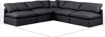 Meridian Furniture - Indulge 105" Black Vegan Leather Upholstered 5pc. Sectional - 146Black-Sec5B - GreatFurnitureDeal