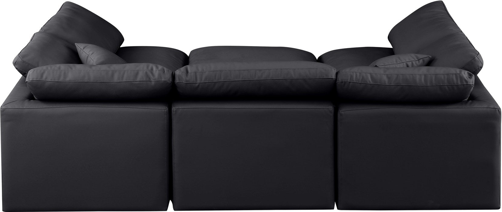 Meridian Furniture - Indulge 105" Black Vegan Leather Upholstered 6pc. Sectional - 146Black-Sec6C - GreatFurnitureDeal