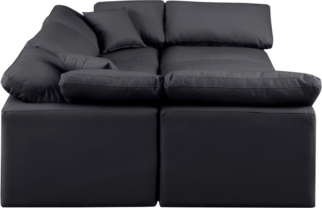 Meridian Furniture - Indulge 105" Black Vegan Leather Upholstered 6pc. Sectional - 146Black-Sec6C - GreatFurnitureDeal