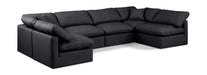Meridian Furniture - Indulge 140" Black Vegan Leather Upholstered 6pc. Sectional - 146Black-Sec6D - GreatFurnitureDeal