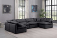 Meridian Furniture - Indulge 140" Black Vegan Leather Upholstered 6pc. Sectional - 146Black-Sec6D - GreatFurnitureDeal