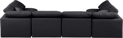 Meridian Furniture - Indulge 140" Black Vegan Leather Upholstered 6pc. Sectional - 146Black-Sec6D - GreatFurnitureDeal