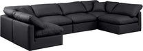 Meridian Furniture - Indulge 140" Black Vegan Leather Upholstered 6pc. Sectional - 146Black-Sec6D - GreatFurnitureDeal
