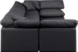 Meridian Furniture - Indulge 140" Black Vegan Leather Upholstered 6pc. Sectional - 146Black-Sec6D - GreatFurnitureDeal