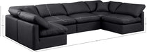 Meridian Furniture - Indulge 140" Black Vegan Leather Upholstered 6pc. Sectional - 146Black-Sec6D - GreatFurnitureDeal