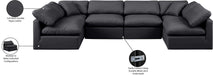 Meridian Furniture - Indulge 140" Black Vegan Leather Upholstered 6pc. Sectional - 146Black-Sec6D - GreatFurnitureDeal